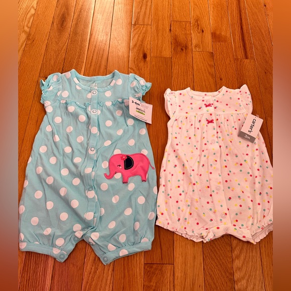 NWT Carters Baby girl Rompers 3-6 months (2) - Picture 1 of 3